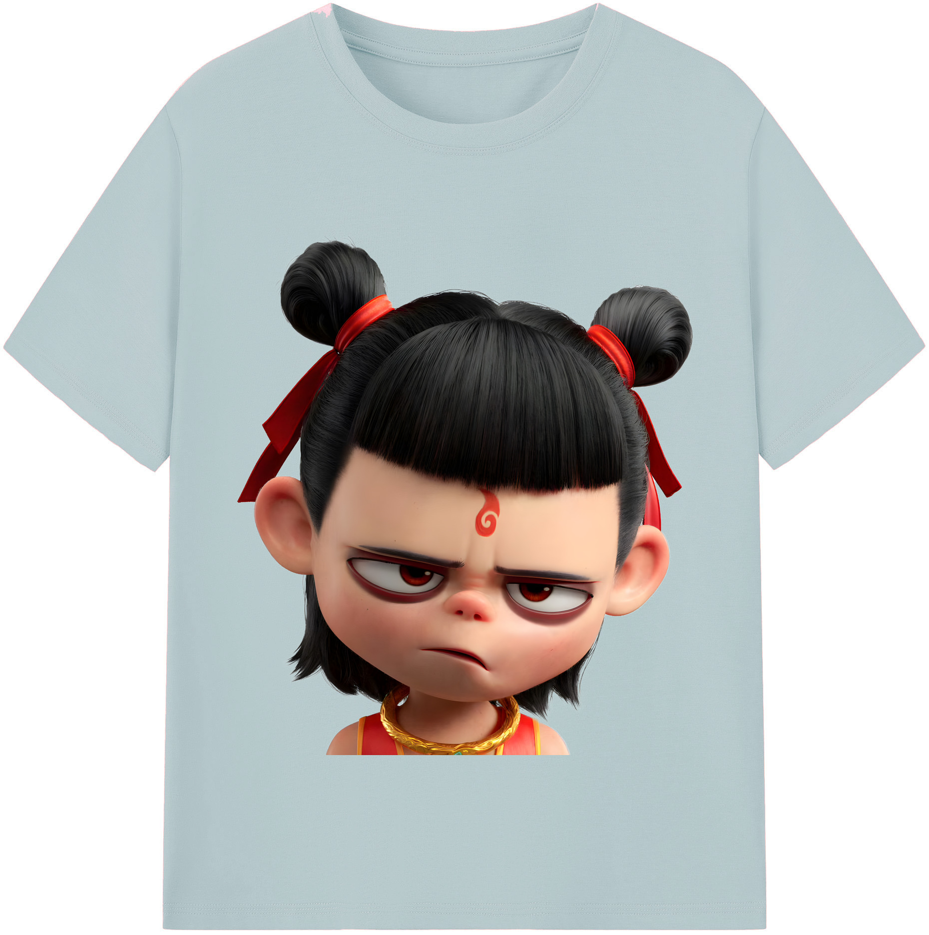 （画像用） Ne Zha 2 ナタ 魔童の大暴れ 綿100％半袖Tシャツ（フロントプリント）